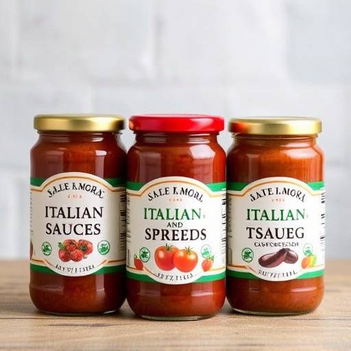 Jars of Italian sauces and spreads