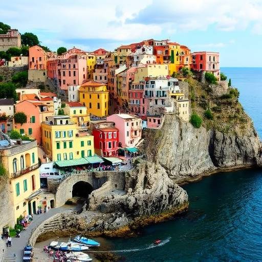 Ligurian coastline with colorful buildings in Cinque Terre