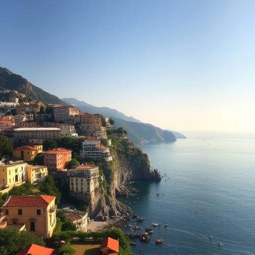 Picturesque coastal view of Amalfi Coast in Campania