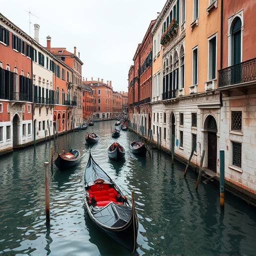 Venetian canals with gondolas and historic buildings